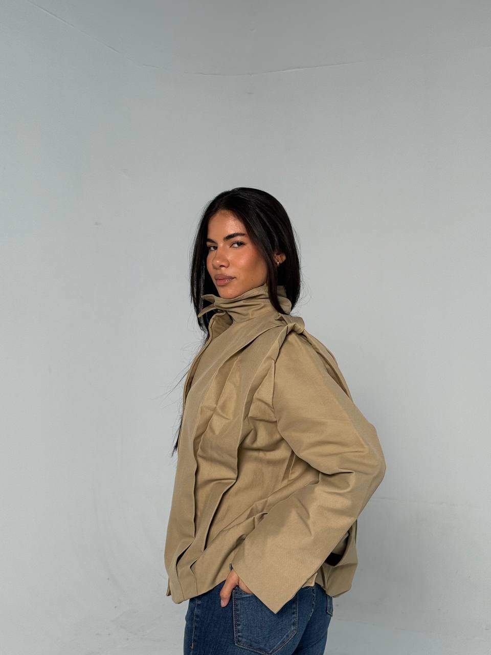 Biege Double-Gabardine Jacket
