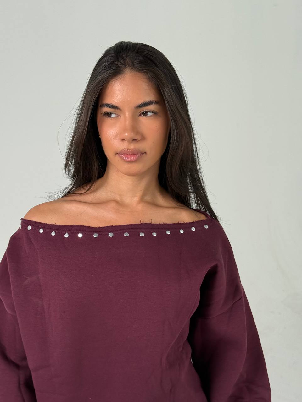 Burgundy Off-Shoulder Top