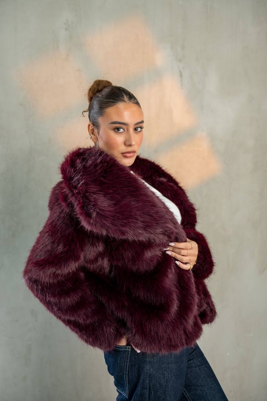 Yosi Burgundy Fur Jacket