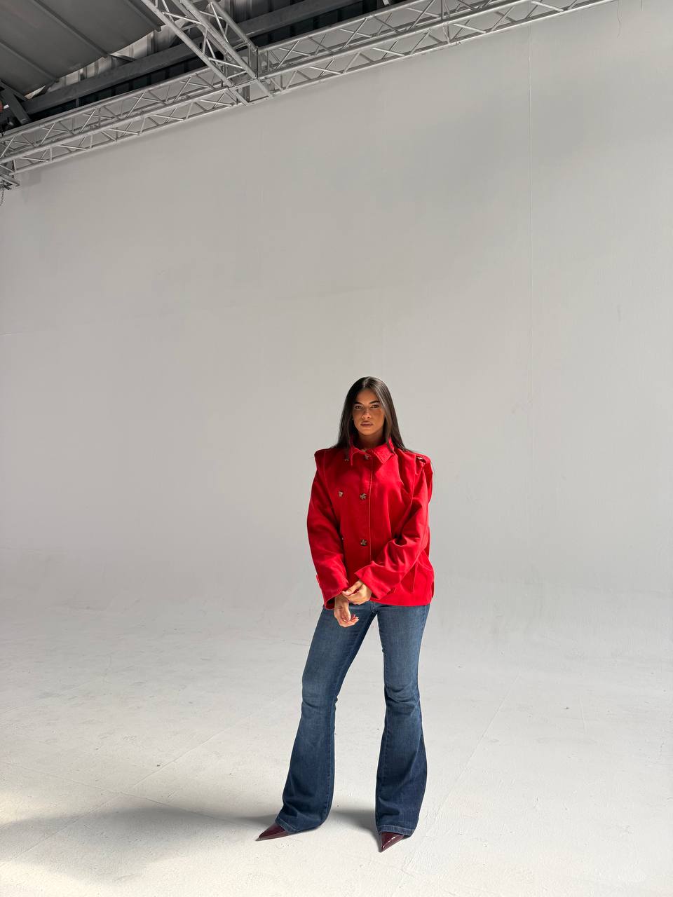 red Double-Gabardine Jacket
