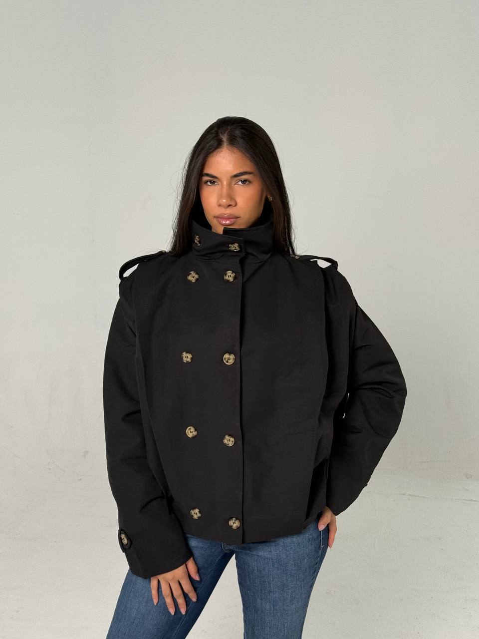 Black Double-Gabardine Jacket