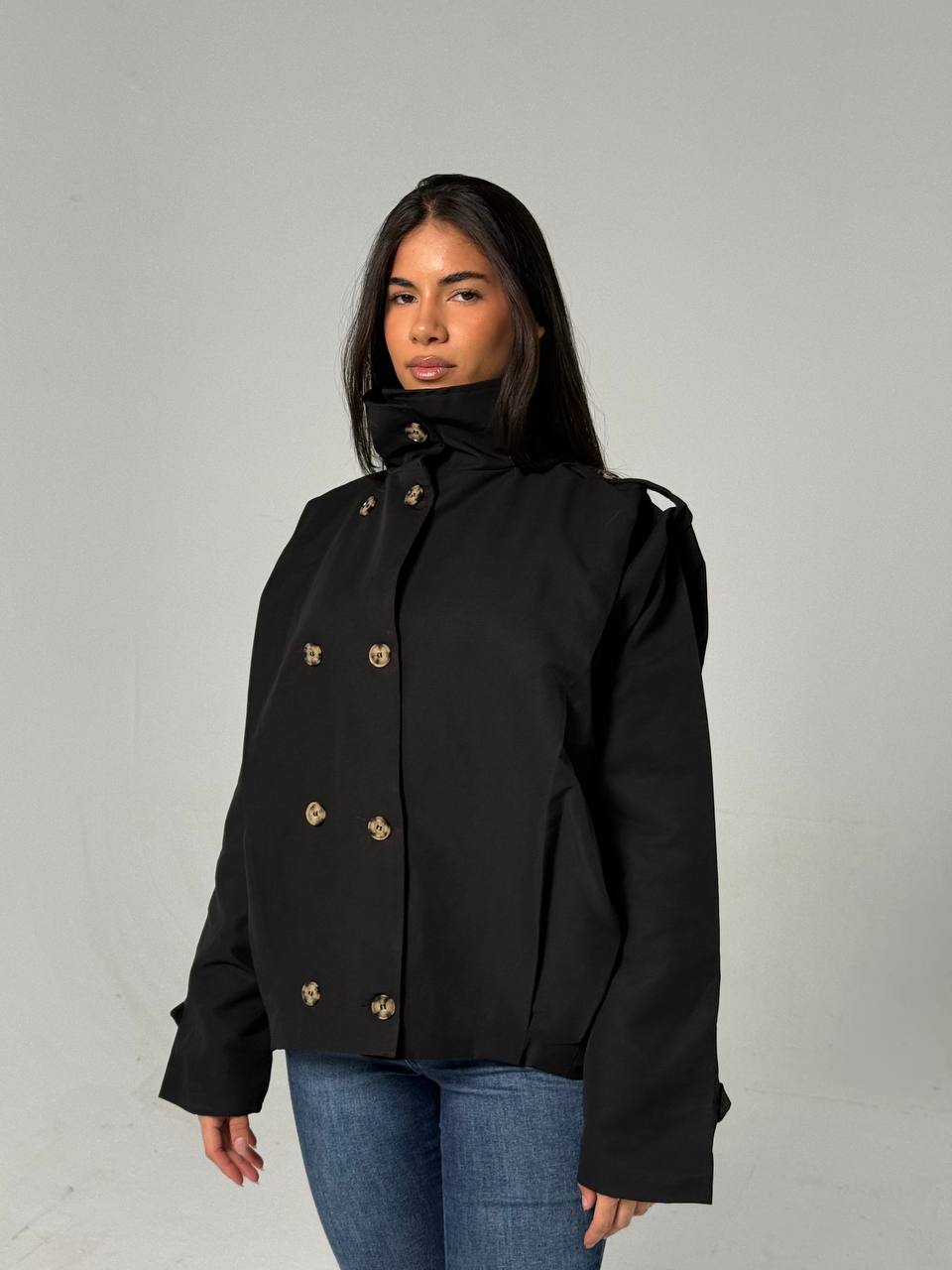Black Double-Gabardine Jacket