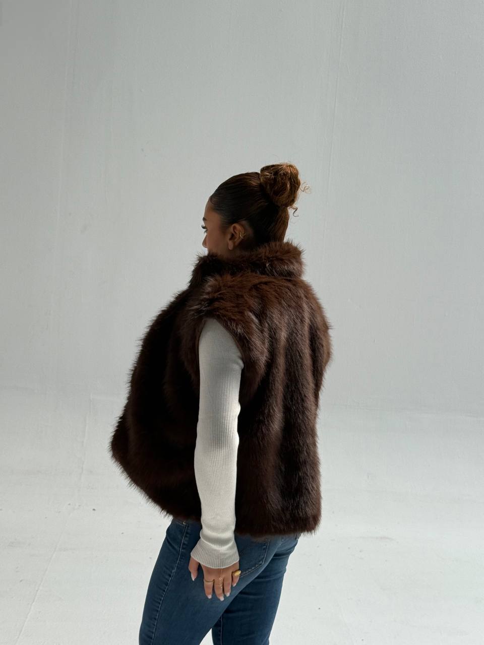 Yosi Brown Fur cut Vest