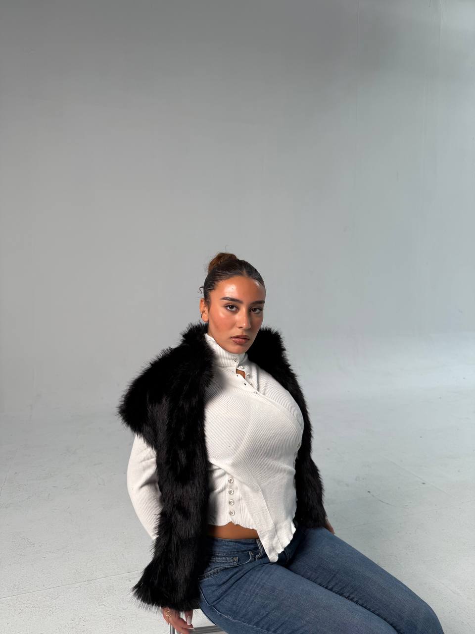 Yosi Black Fur cut Vest