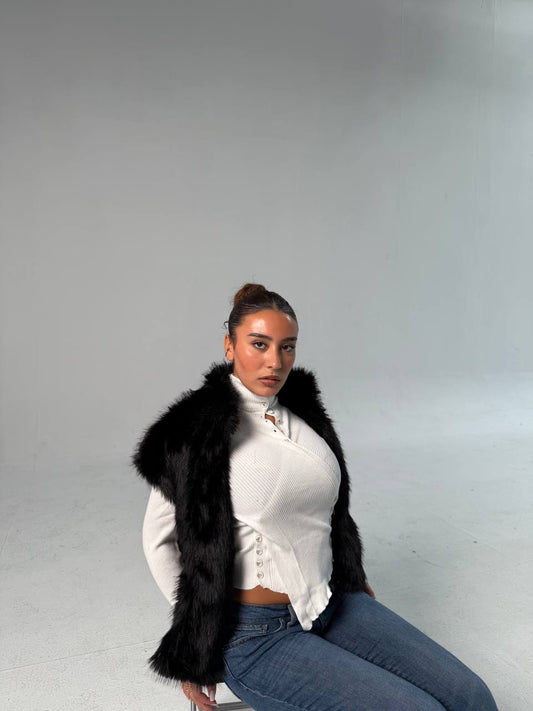 Yosi Black Fur cut Vest
