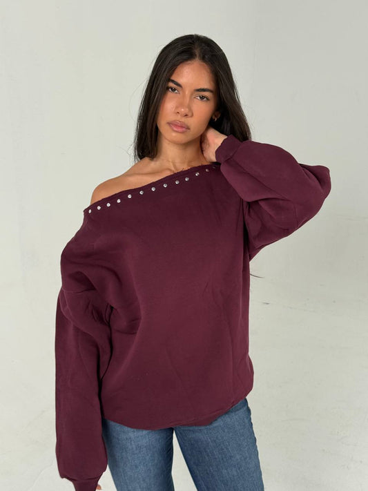 Burgundy Off-Shoulder Top