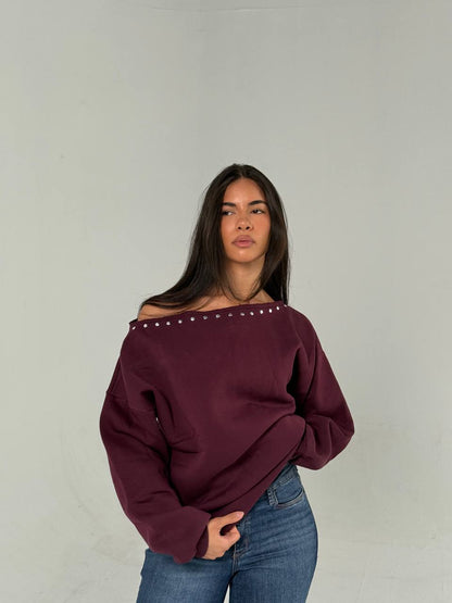 Burgundy Off-Shoulder Top