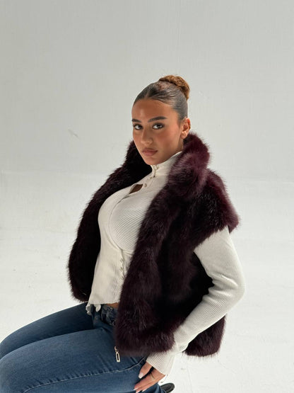 Yosi Burgundy Fur cut Vest