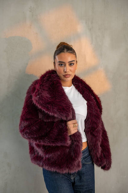 Yosi Burgundy Fur Jacket