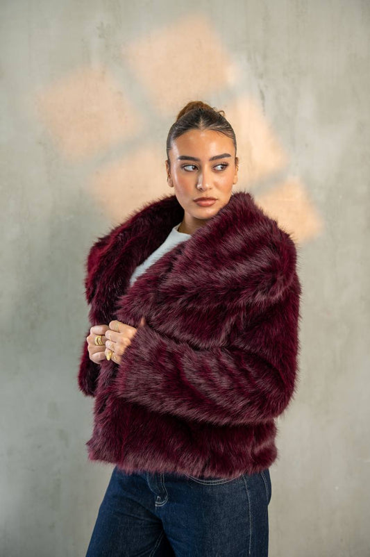 Yosi Burgundy Fur Jacket