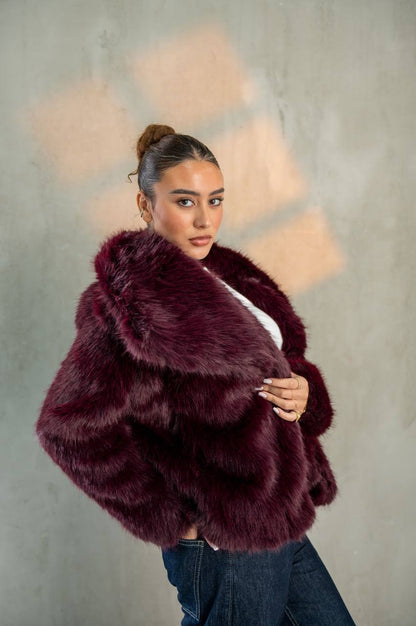 Yosi Burgundy Fur Jacket