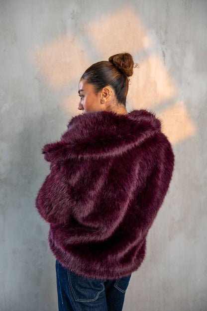 Yosi Burgundy Fur Jacket