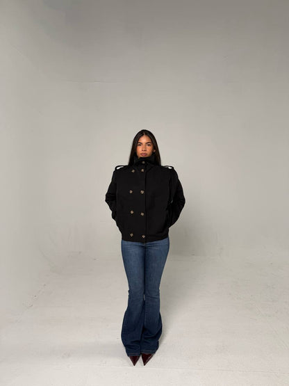 Black Double-Gabardine Jacket