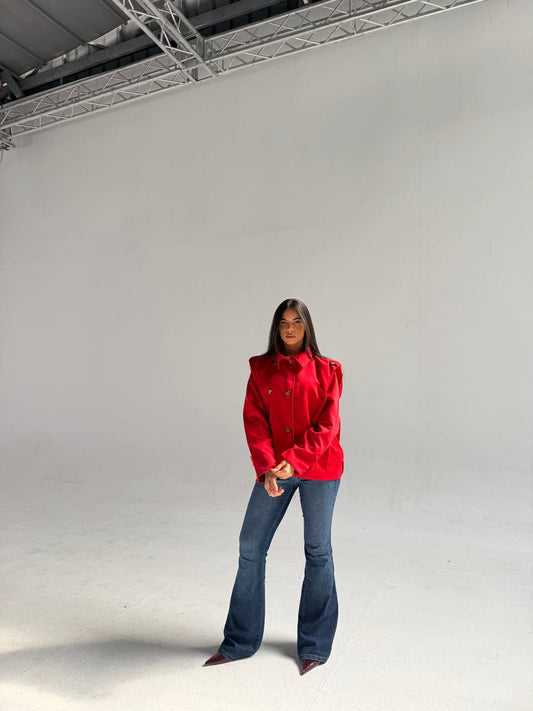 red Double-Gabardine Jacket
