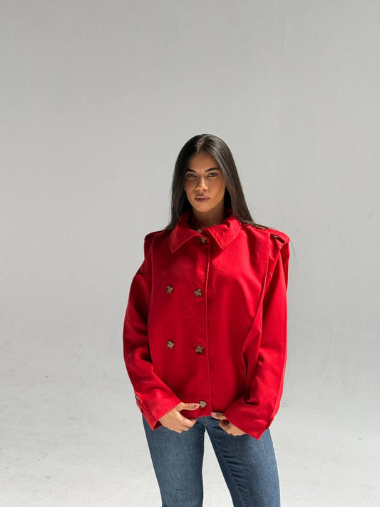 red Double-Gabardine Jacket