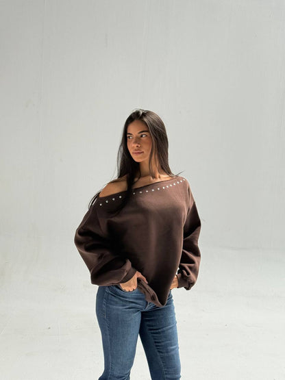 Brown Off-Shoulder Top