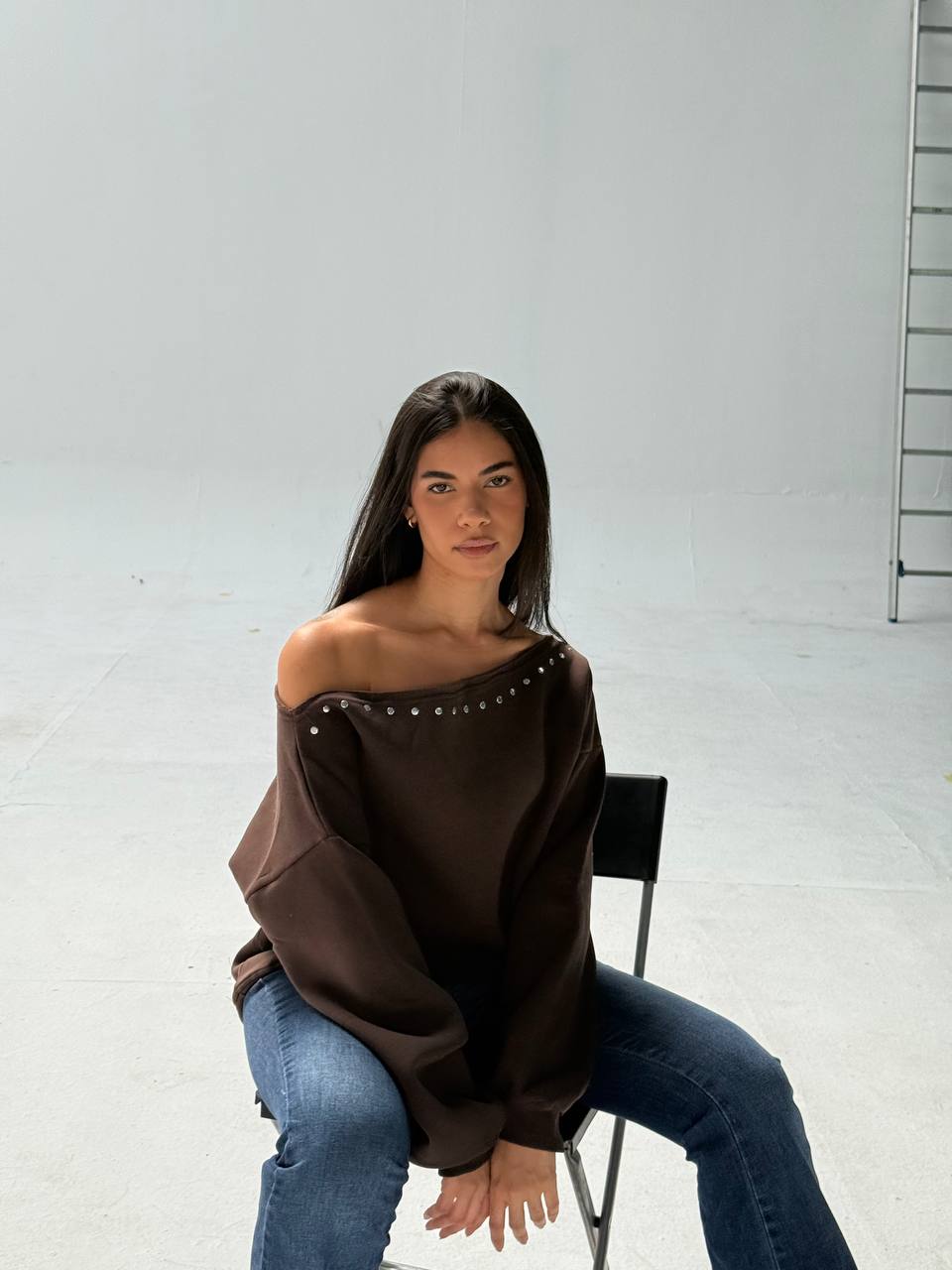 Brown Off-Shoulder Top