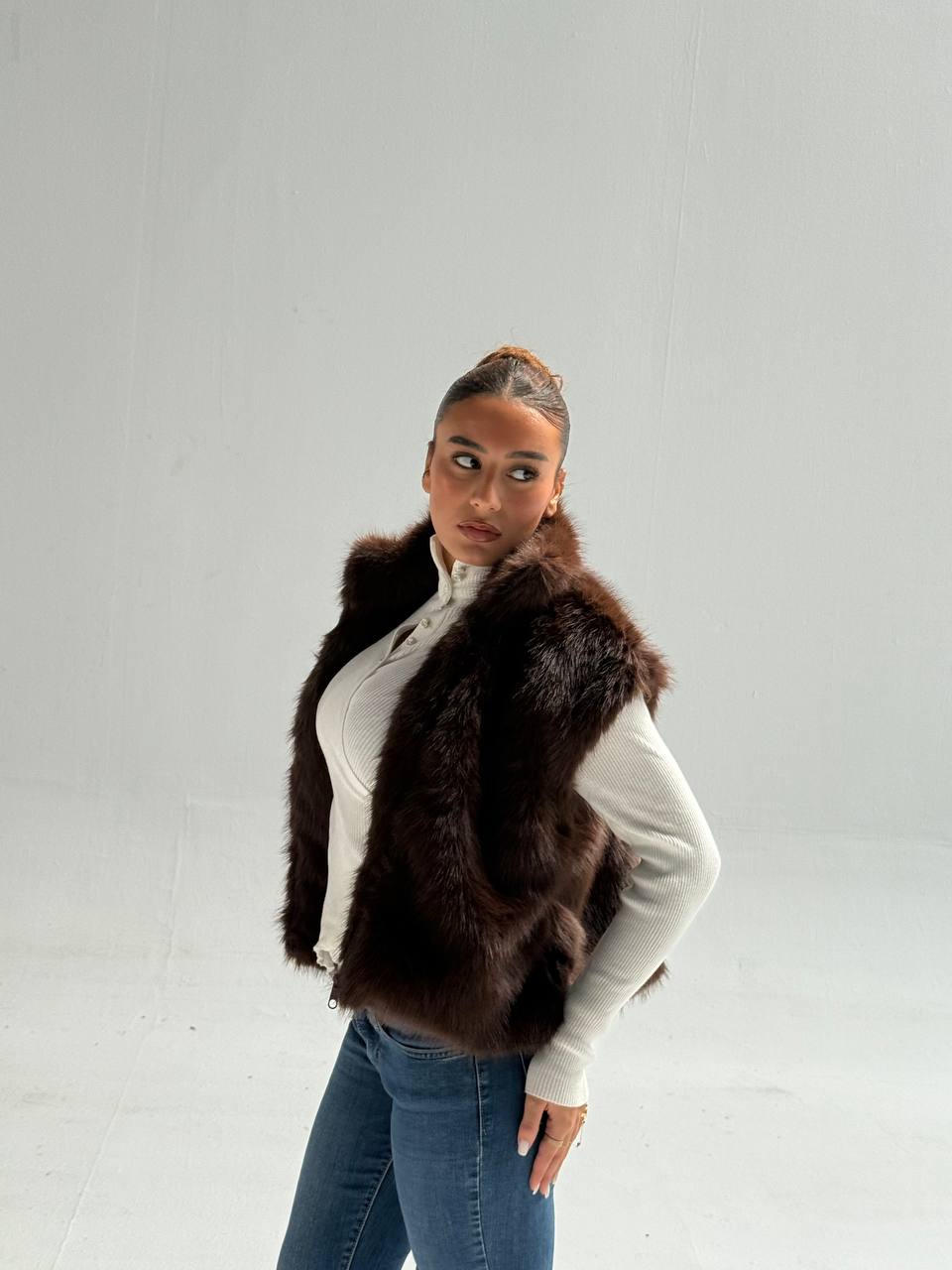 Yosi Brown Fur cut Vest