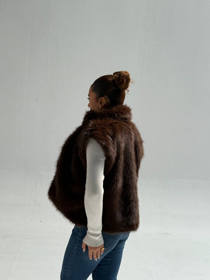 Yosi Brown Fur cut Vest