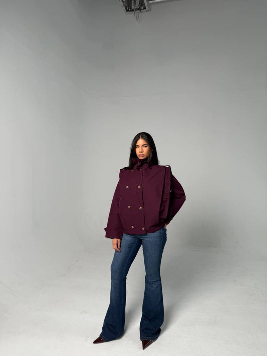Burgendy Double-Gabardine Jacket