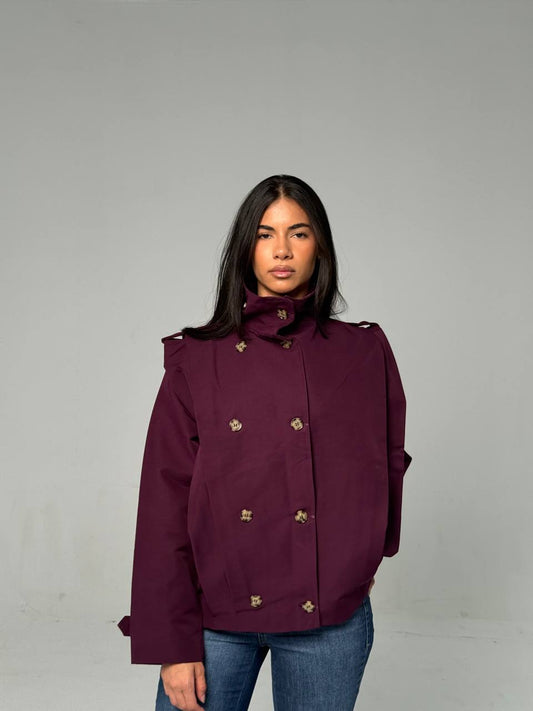 Burgendy Double-Gabardine Jacket