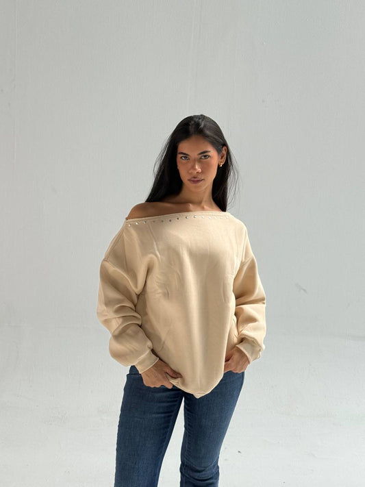 Beige Off-Shoulder Top