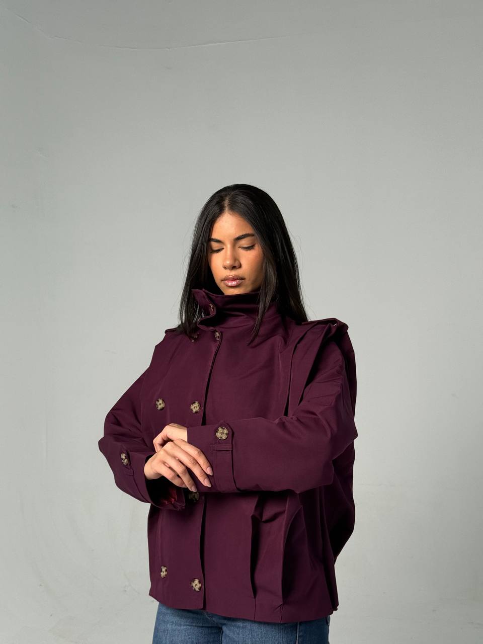 Burgendy Double-Gabardine Jacket