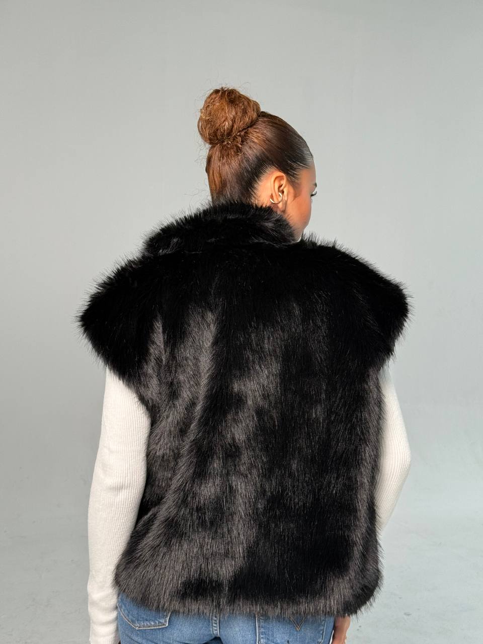Yosi Black Fur cut Vest