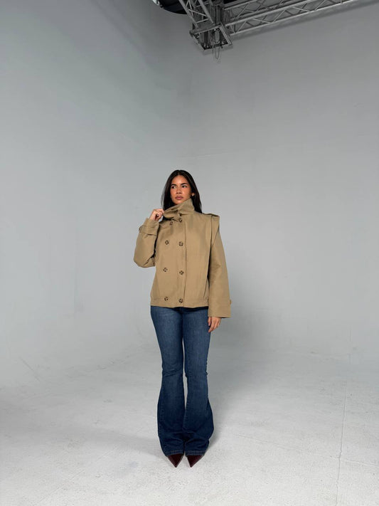 Biege Double-Gabardine Jacket