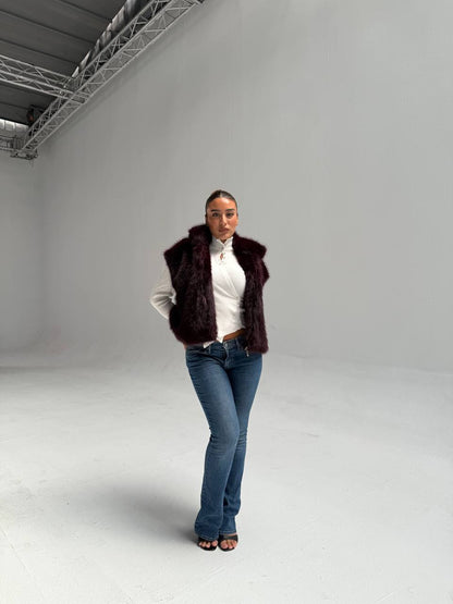 Yosi Burgundy Fur cut Vest